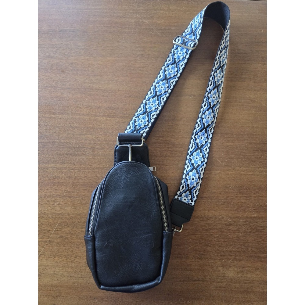 Vegan leather crossbody sarah shoulder sling bag wide strap classy cloth boho